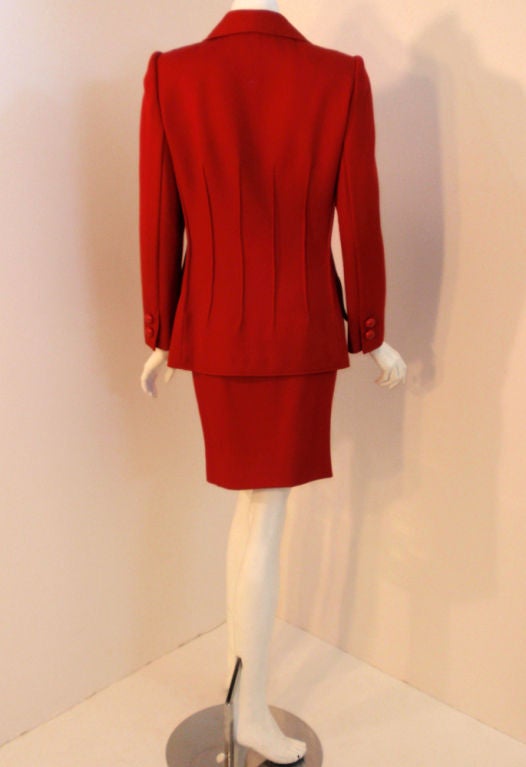 Valentino Red Cord 2-Piece Suit, Jacket and Pencil Skirt 1