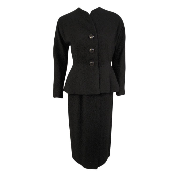 Pauline Trigere - 2 pièces noires Robe avec veste, en vente