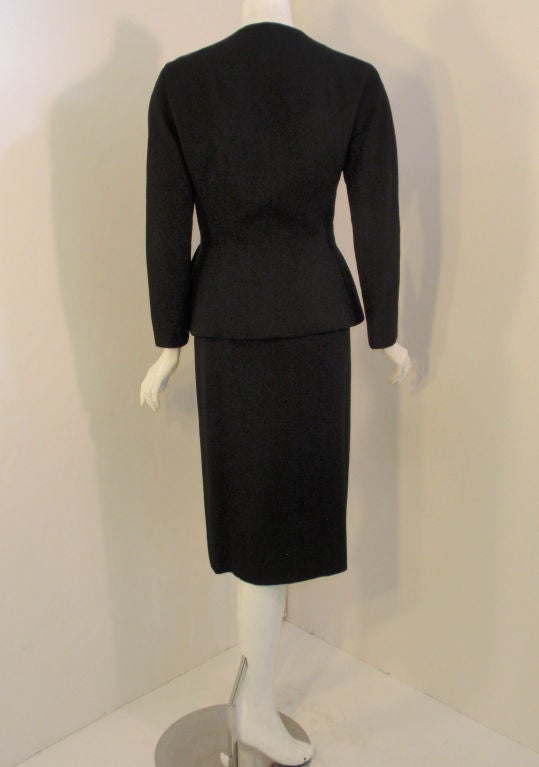 Pauline Trigere - 2 pièces noires Robe avec veste, Bon état - En vente à Los Angeles, CA