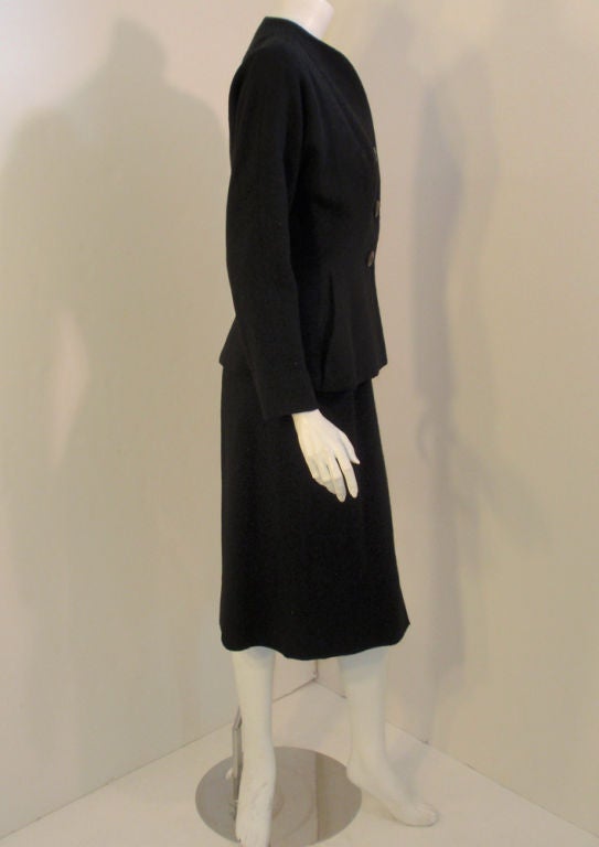 Pauline Trigere - 2 pièces noires Robe avec veste, Pour femmes en vente