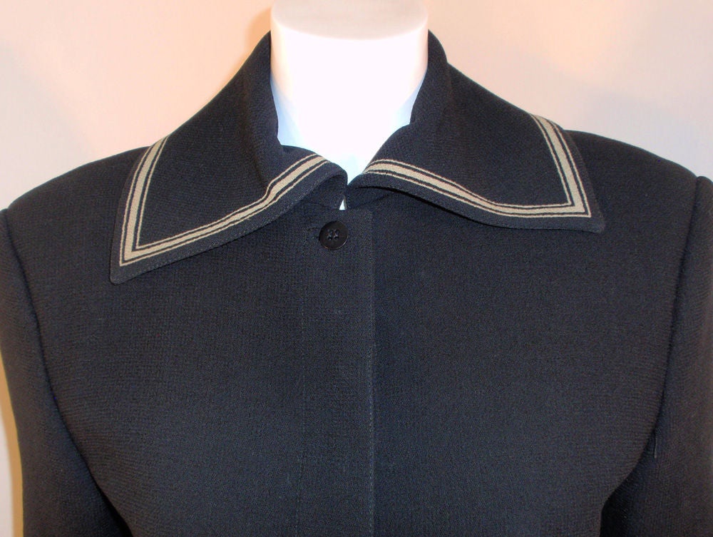 Gianni Versace Black jacket w/ Gray Stripe Detail Collar, 1990's For Sale 3