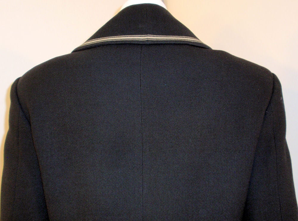 Gianni Versace Black jacket w/ Gray Stripe Detail Collar, 1990's For Sale 4