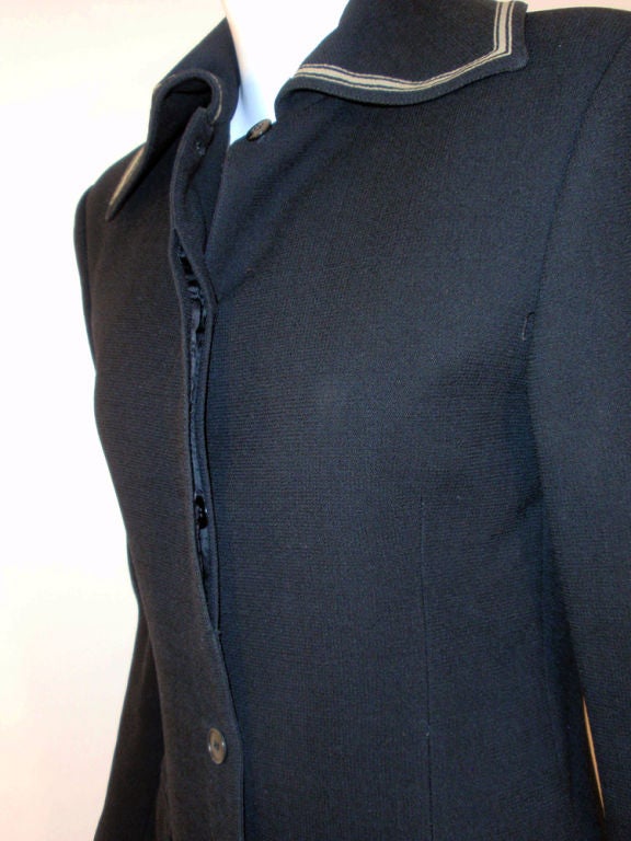 Gianni Versace Black jacket w/ Gray Stripe Detail Collar, 1990's For Sale 5