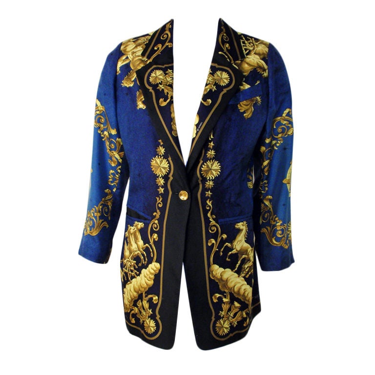 Hermes Single Breasted Jacket w/ Celestial Motif Print