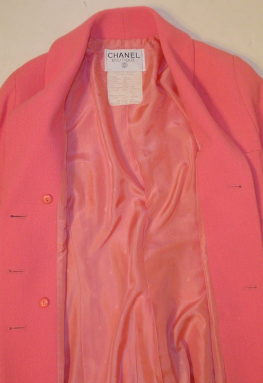 Chanel Pink Asymmetrical Wool Jacket w/ Black Buttons 6