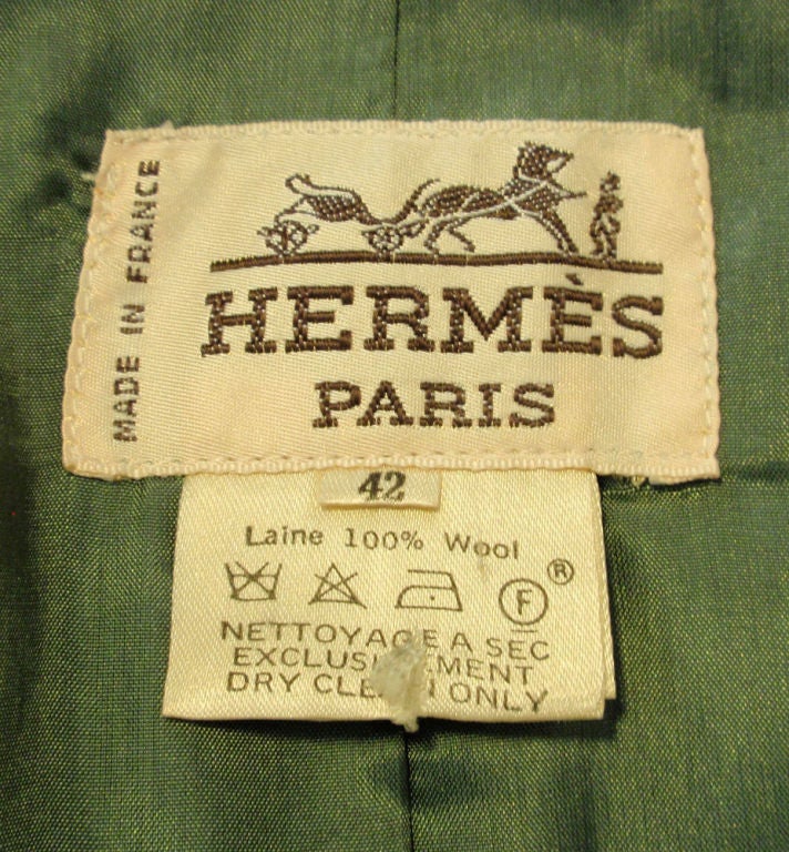 Hermes Kelly Green Wool 2 pc. Skirt Suit