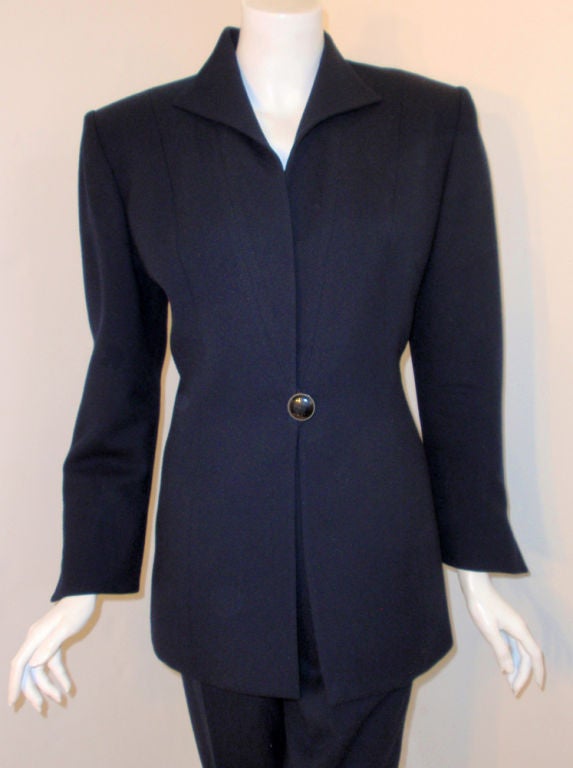 Christian Dior 2 Pc. Dark Blue Pant Suit, 1980's For Sale at 1stDibs ...