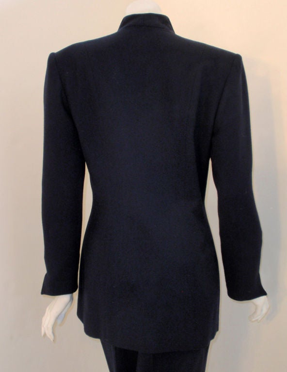 Christian Dior 2 Pc. Dark Blue Pant Suit, 1980's In Excellent Condition In Los Angeles, CA