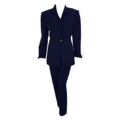 Christian Dior 2 Pc. Dark Blue Pant Suit, 1980's 6