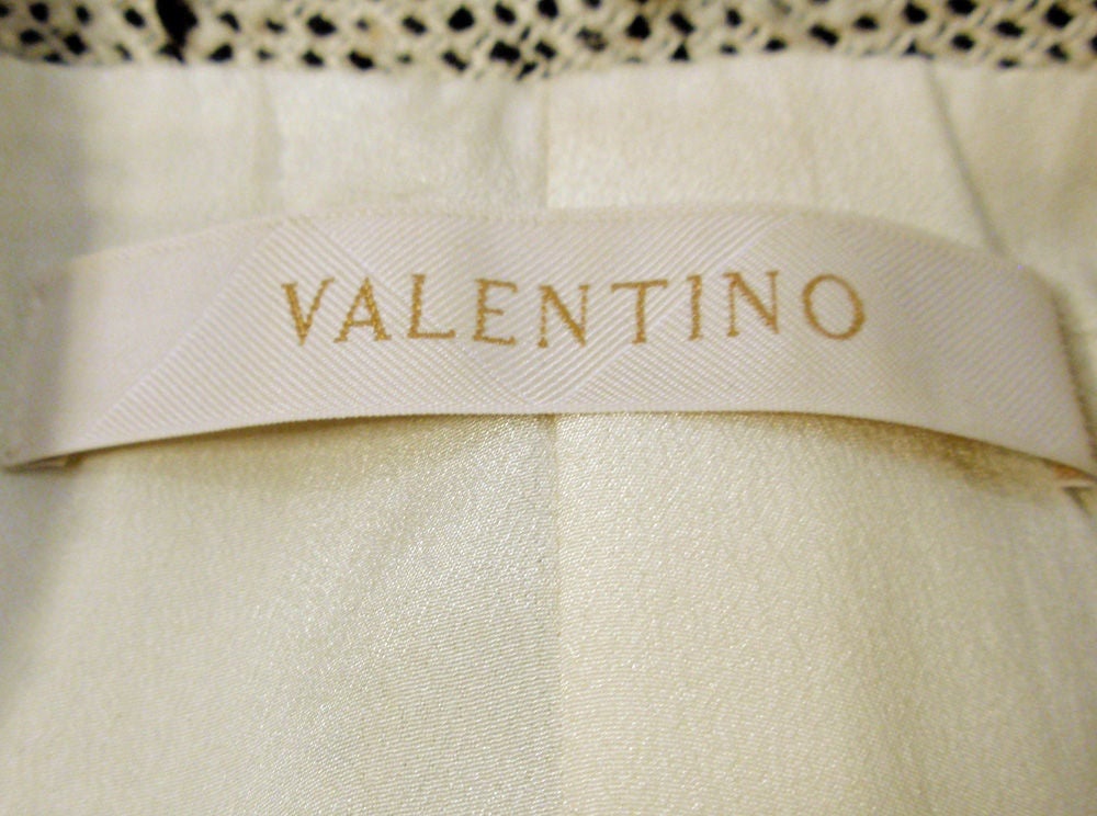 Valentino 2 Pc. Black and White Silk Tweed Skirt Suit w/ Bow