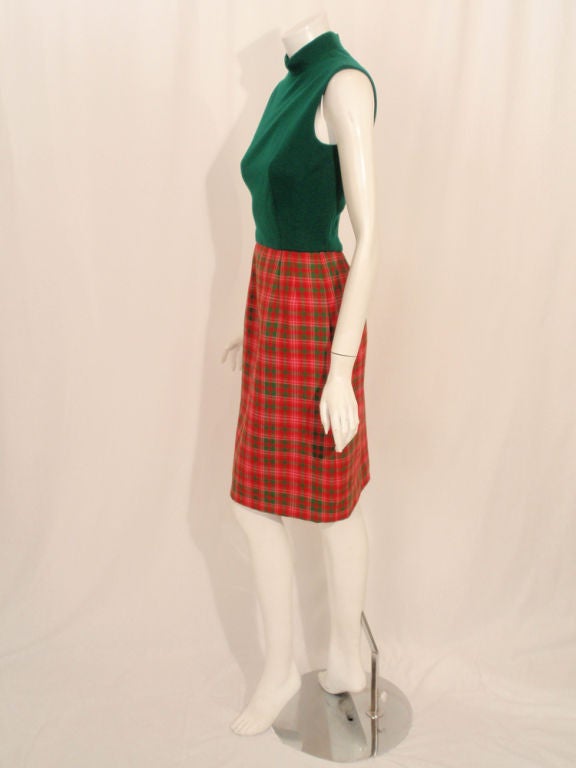 Geoffrey Beene 2 pc Plaid Vintage Swing Coat & Dress, 1960's 1