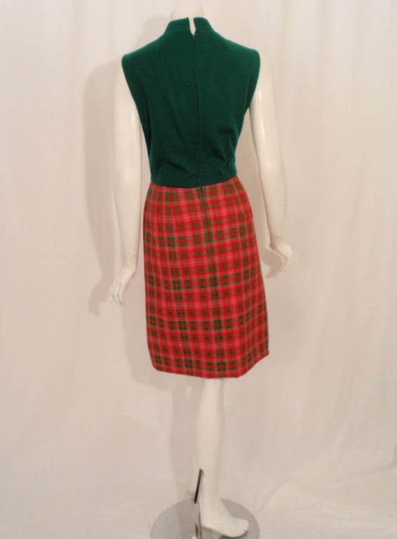 Geoffrey Beene 2 pc Plaid Vintage Swing Coat & Dress, 1960's 2