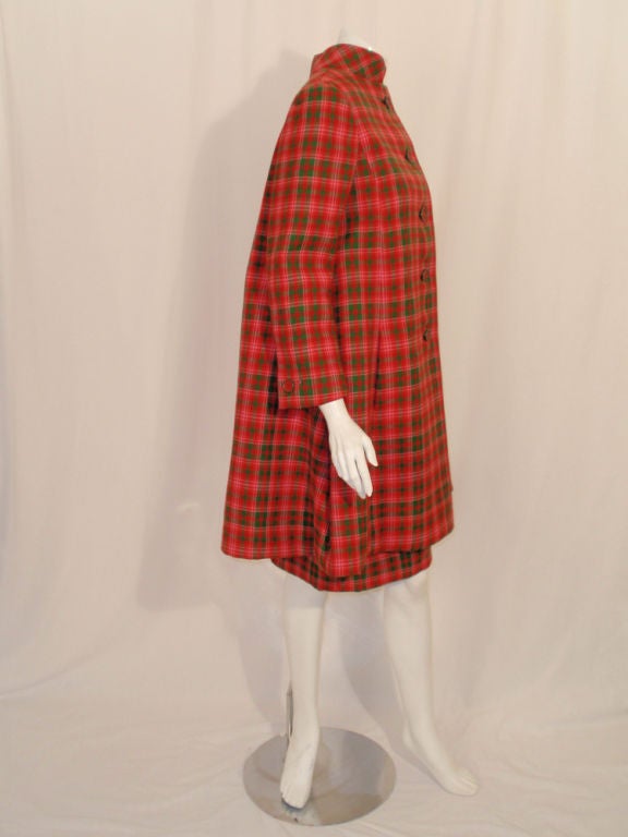 Geoffrey Beene 2 pc Plaid Vintage Swing Coat & Dress, 1960's 3