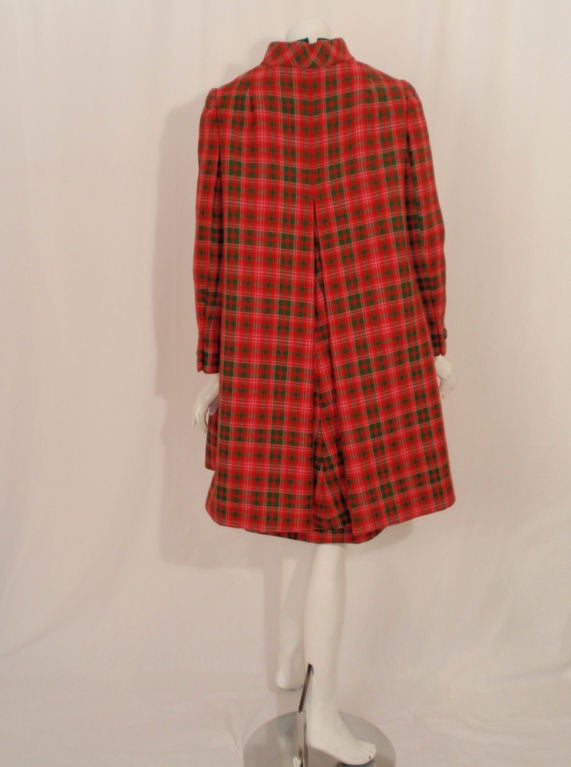 Geoffrey Beene 2 pc Plaid Vintage Swing Coat & Dress, 1960's 4