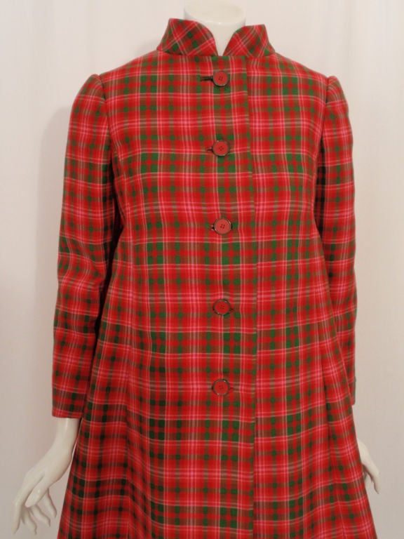 Geoffrey Beene 2 pc Plaid Vintage Swing Coat & Dress, 1960's 5