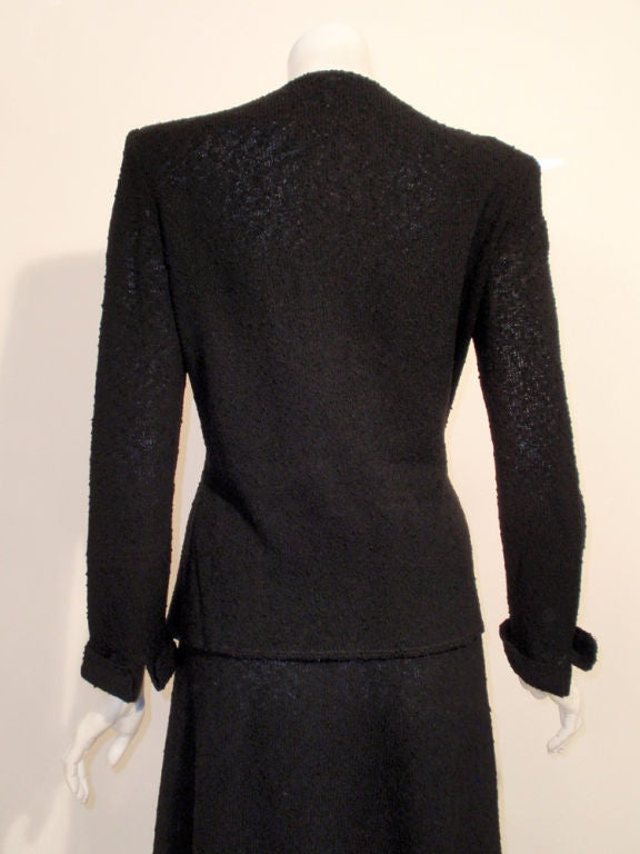 Hattie Carnegie 2 pc.Black Boucle Knit Skirt Suit, c. 1940's For Sale 1
