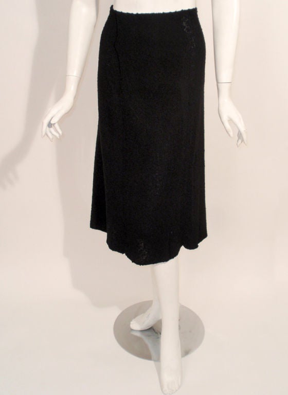 Hattie Carnegie 2 pc.Black Boucle Knit Skirt Suit, c. 1940's For Sale 2