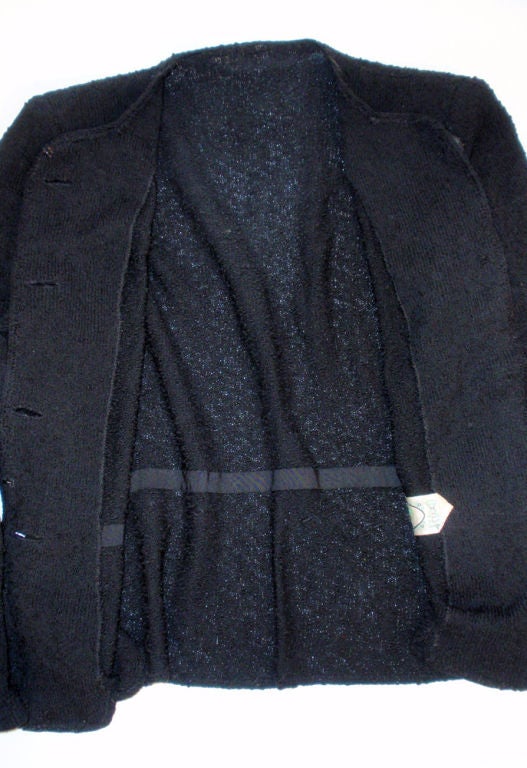 Hattie Carnegie 2 pc.Black Boucle Knit Skirt Suit, c. 1940's For Sale 3