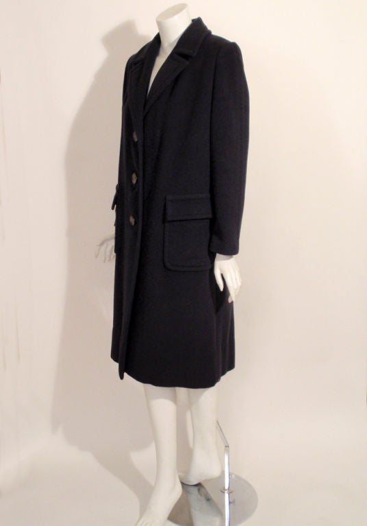 Don Loper Vintage Navy Blue Wool Overcoat, 1950's 1