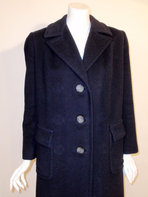 Don Loper Vintage Navy Blue Wool Overcoat, 1950's 4
