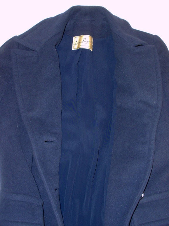 Don Loper Vintage Navy Blue Wool Overcoat, 1950's 6