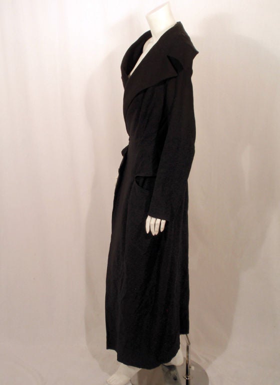 Yohji Yamamoto Long Black Linen Frock Coat 1