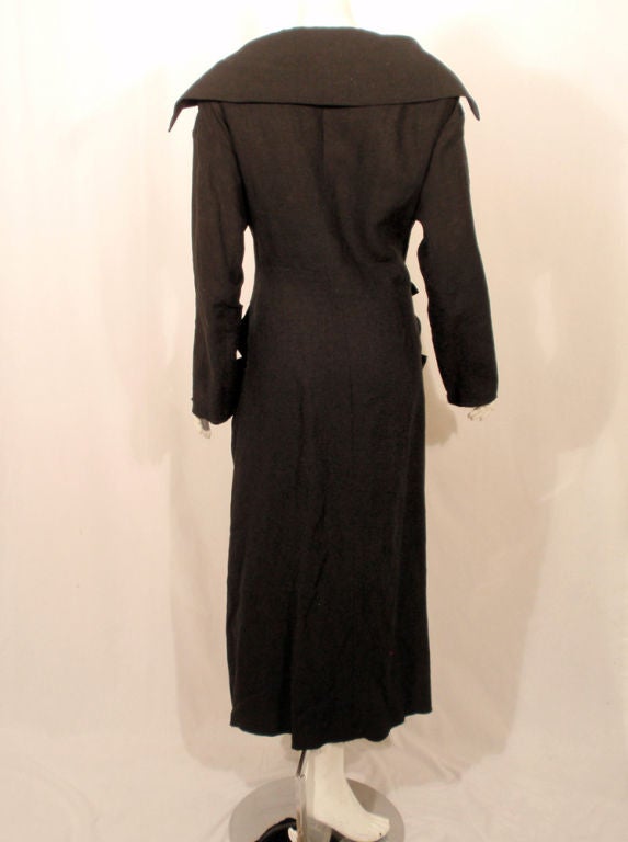 Yohji Yamamoto Long Black Linen Frock Coat 2