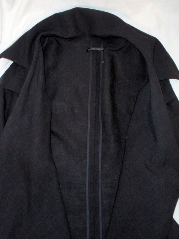 Yohji Yamamoto Long Black Linen Frock Coat 7