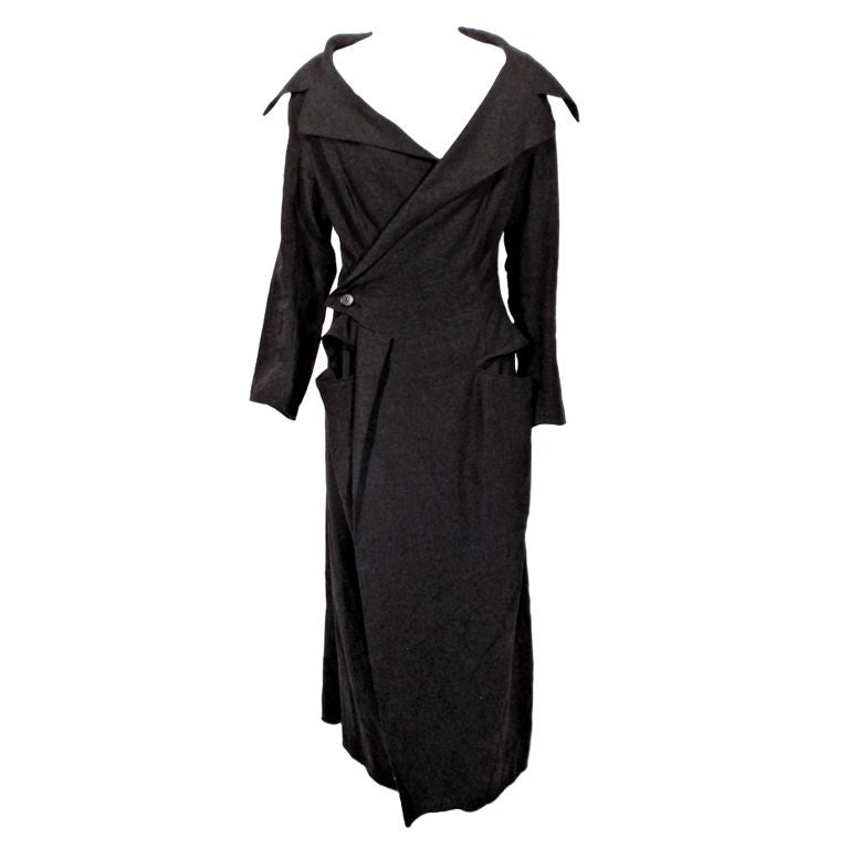 Yohji Yamamoto Long Black Linen Frock Coat