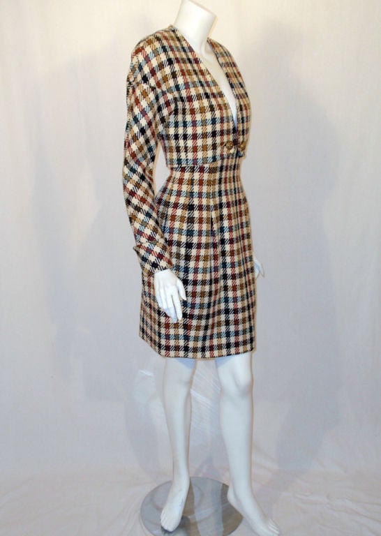 Christian Lacroix 2 piece Houndstooth Wool Skirt Suit In Excellent Condition In Los Angeles, CA