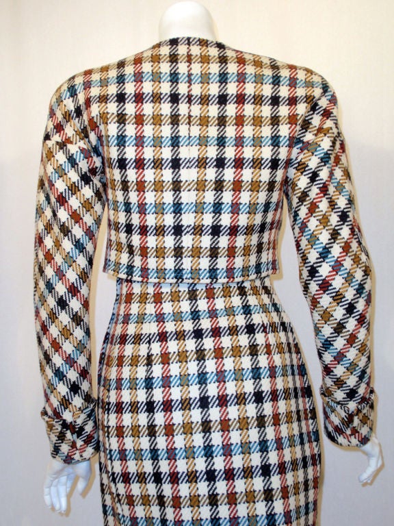Christian Lacroix 2 piece Houndstooth Wool Skirt Suit 1