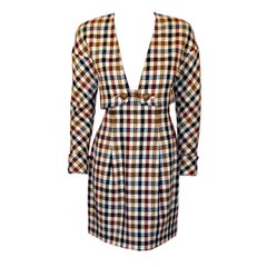 Christian Lacroix 2 piece Houndstooth Wool Skirt Suit
