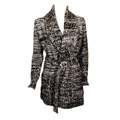 Valentino Black 
Silver Space Dyed Belted Wrap Sweater w/ Belt