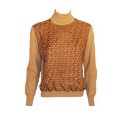 Vintage Hermes Sweater with Silk Print