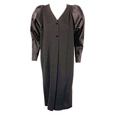 Geoffrey Beene Black wool jersey Cocktail Dress with Satin Pouf Sleeves