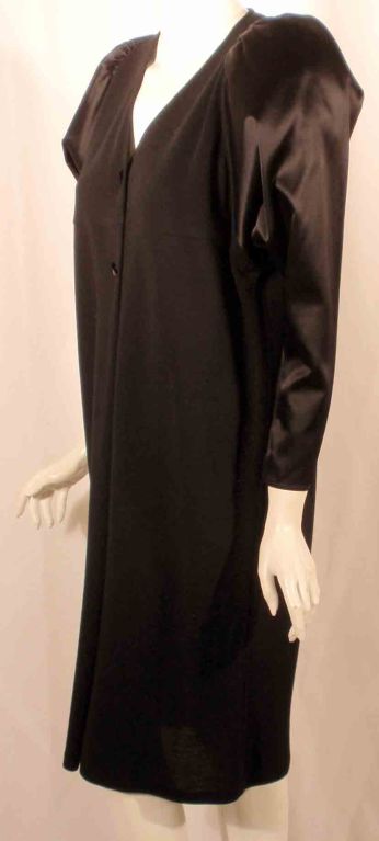 Women's Geoffrey Beene Black wool jersey Cocktail Dress with Satin Pouf Sleeves For Sale