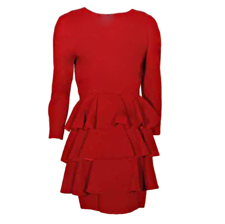 Scaasi Red Cocktail Dress