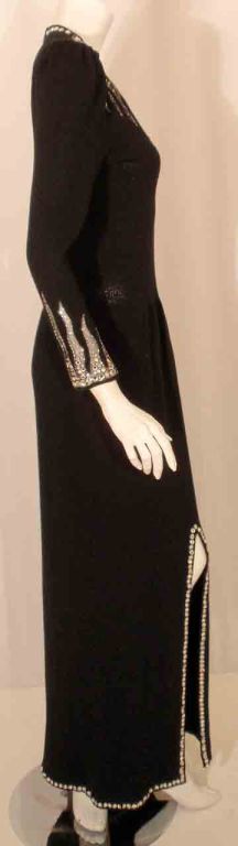 Women's ADOLFO Black Knit Gown with Rhinestones, Circa 1990's For Sale