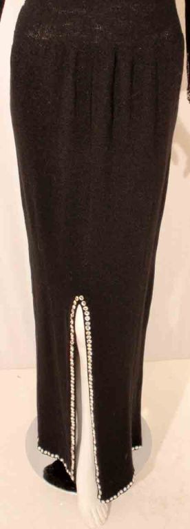 ADOLFO Black Knit Gown with Rhinestones, Circa 1990's For Sale 4