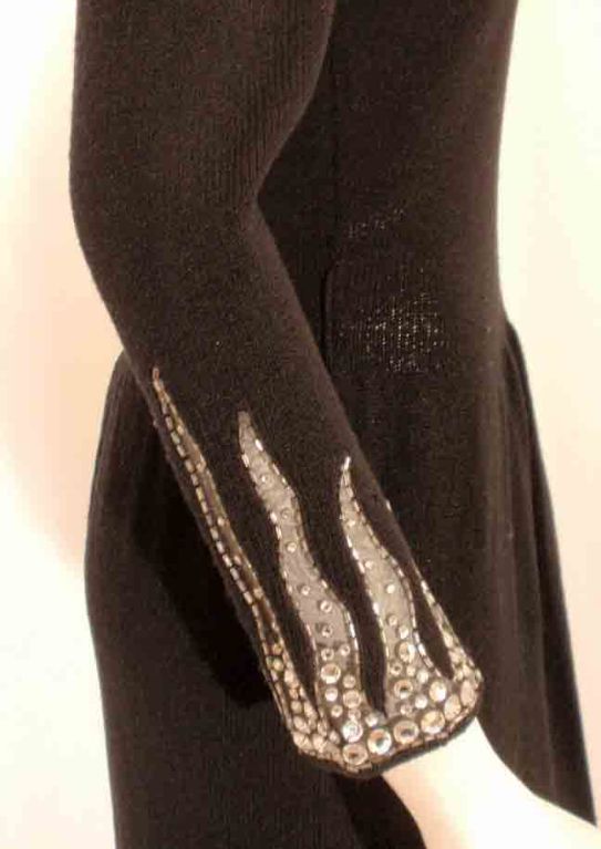 ADOLFO Black Knit Gown with Rhinestones, Circa 1990's For Sale 5