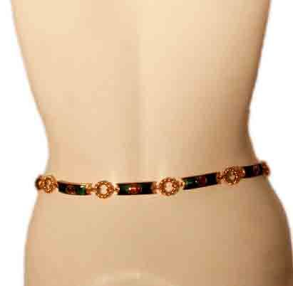 1970's Gucci Green, Red, Green, and gold Logo Chain Belt with Toggle closure 2