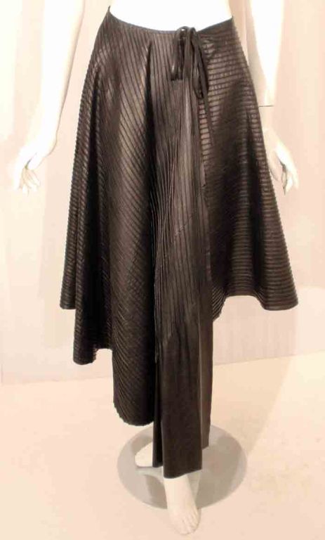 Fendi Black Leather Wrap Skirt