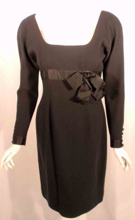 Carolyne Roehm Black Cocktail Dress w/Bow For Sale 3