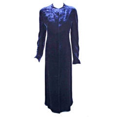 Vintage Krizia Navy Blue Long Velvet Coat