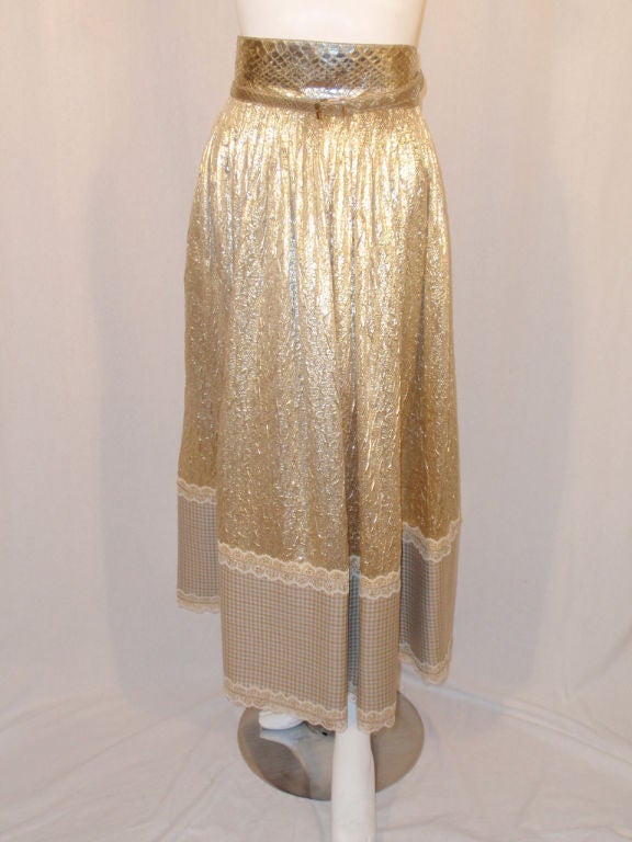 Geoffrey Beene zugeschrieben 3 Stück, Jacke aus Goldwolle und Spitze, Rock und Gürtel 1980er Jahre im Angebot 4