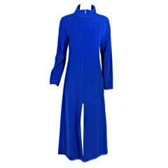 KRIZIA Royal Blue Wool Long Coat w/ Uneven Hem