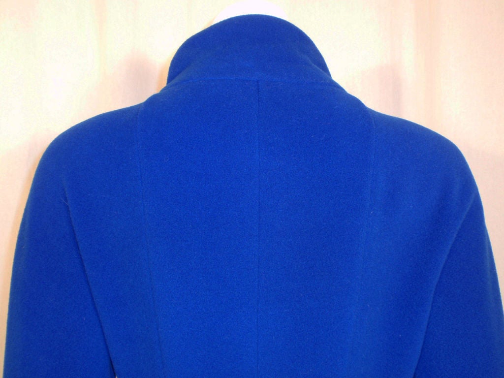 KRIZIA Royal Blue Wool Long Coat w/ Uneven Hem at 1stdibs