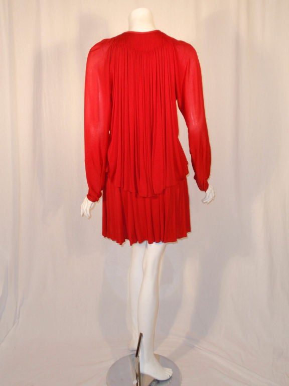 Geoffrey Beene Red Jersey Knit 3 Pc Ensemble, Skirt, Top, Wrap For Sale ...