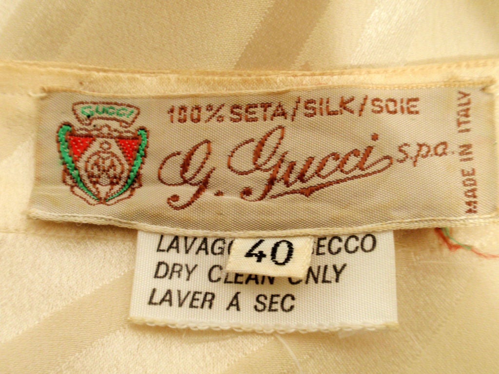 Women's Gucci Cream Silk Wrap Blouse w. Tie at Hip, Sz. 40 EU