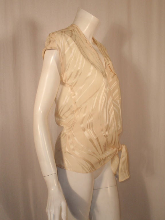 Gucci Cream Silk Wrap Blouse w. Tie at Hip, Sz. 40 EU 4